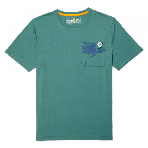 Мужская футболка Timberland TFO SS Seasonal Pocket Print Tee (Reg) зеленая  фото 6