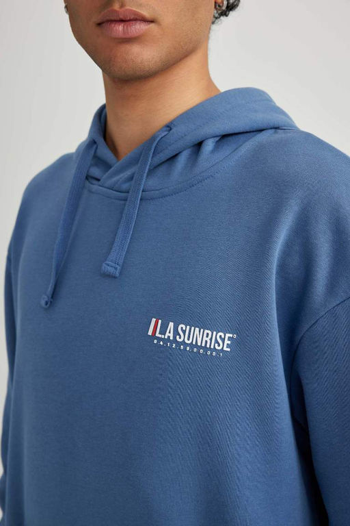 Толстовка свободного кроя с капюшоном и принтом - Defacto фото 5