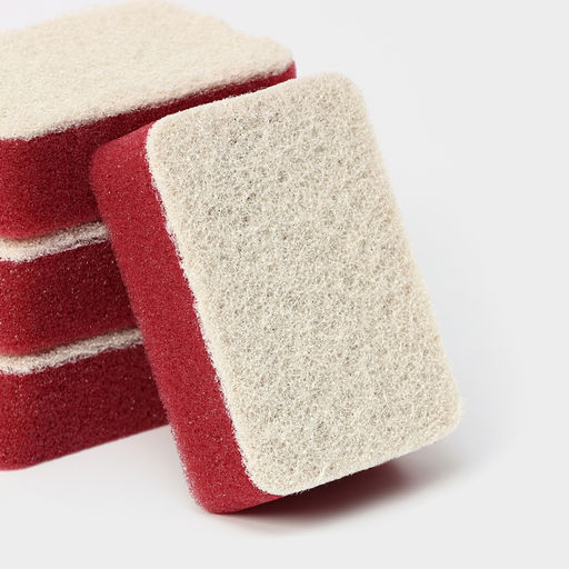 Цена за 3 шт. Губка для мытья посуды с ионами серебра Raccoon, 4 шт., 9.56.53 см фото 2