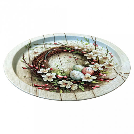 Поднос металлический "Светлая пасха" д28,2см, круглый (Россия)