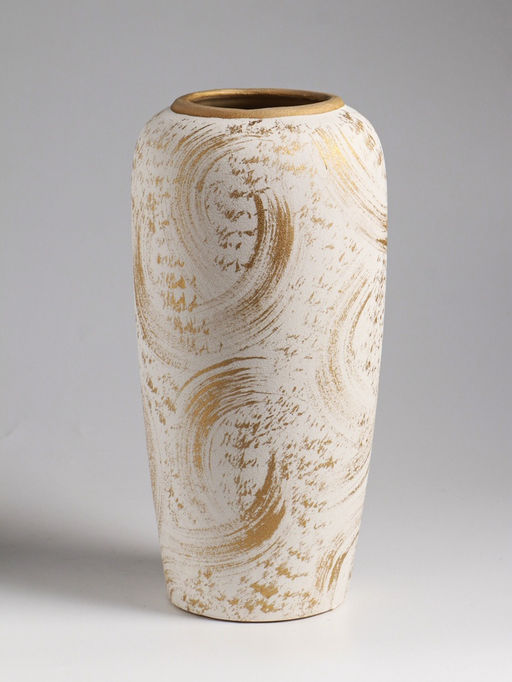Ваза «Сэнс», 28.5×13 см, керамика, бело-золотая