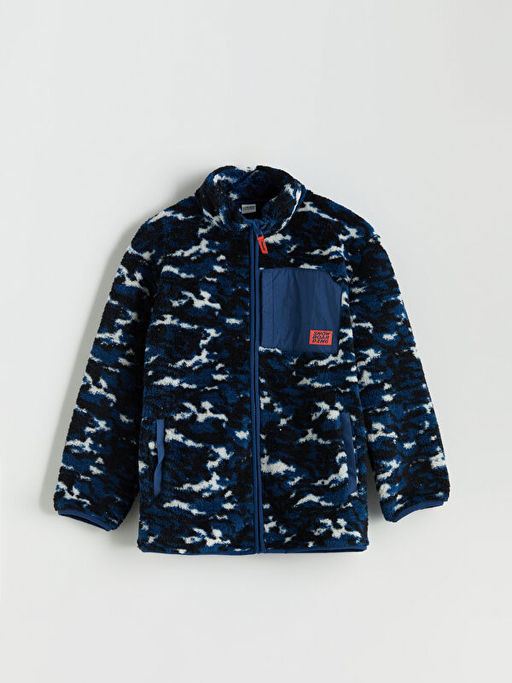 Dik Yaka Pel?? Erkek ?ocuk Fermuarl? Sweatshirt