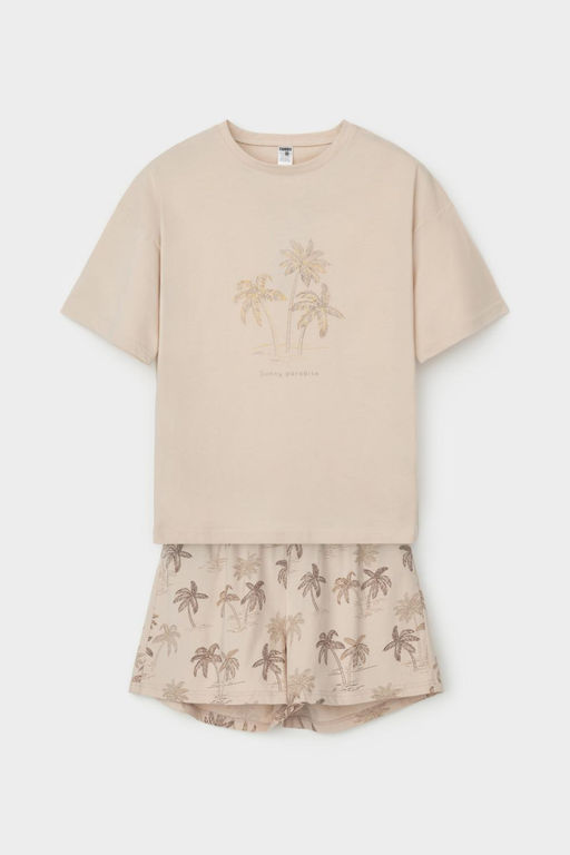 Crockid _ КБ 2828/бежевый,пальмы пижама для дев