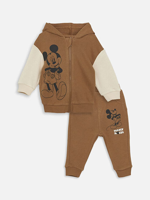 Mickey Mouse Bask?l? Erkek Bebek H?rka ve E?ofman Alt 2li Tak?m