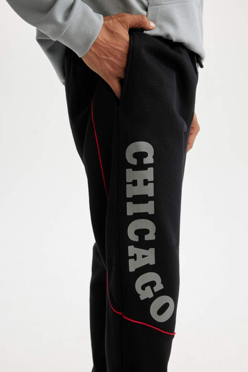 DeFactoFit Прямые спортивные штаны для бега с карманами и карманами NBA Chicago Bulls  фото 6