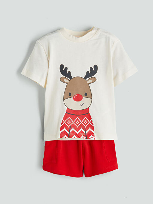 Y?lba?? Temal? Erkek Bebek Ti??rt ve ?ort 2li