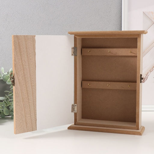 Ключница настенная Роза. Ключи и сердце, дерево, 6 крючков, голубой 6.5?20?26.5 см