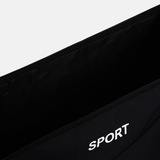 Сумка спортивная на молнии, наружный карман, длинный ремень, цвет чёрный - Simaland фото 4