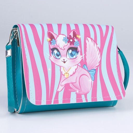 Сумка детская Кошечка на клапане, цвет бирюзовый/розовый - NAZAMOK KIDS фото 3