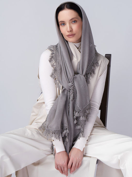 Большой, мягкий, тонкий и очень нежный двусторонний палантин с рисунком. - Tantino фото 14