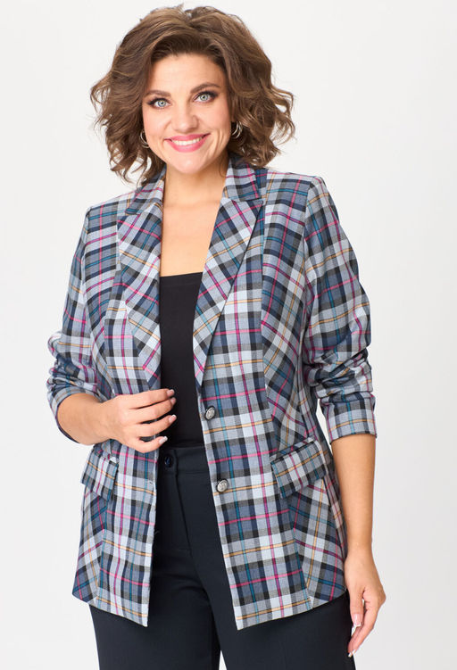 Костюм БелЭльСтиль 412/601 синяя клетка + синий однотон  фото 6