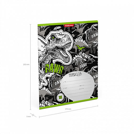 Цена за 10 шт. Тетрадь школьная ученическая ErichKrause Dinosaur Park, 18 листов, линейка (в плёнке по 10 шт.)  фото 9
