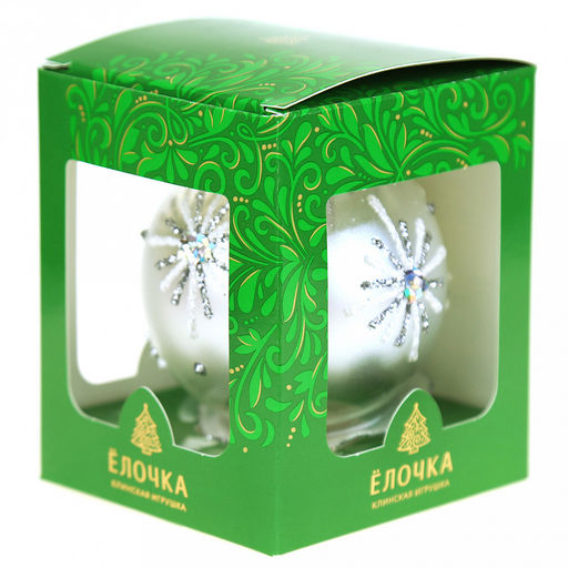 Елочная игрушка шар стеклянная Искра д7,5см, ручная художественная роспись, подарочная упаковка (Россия) - Домашняя мода фото 2