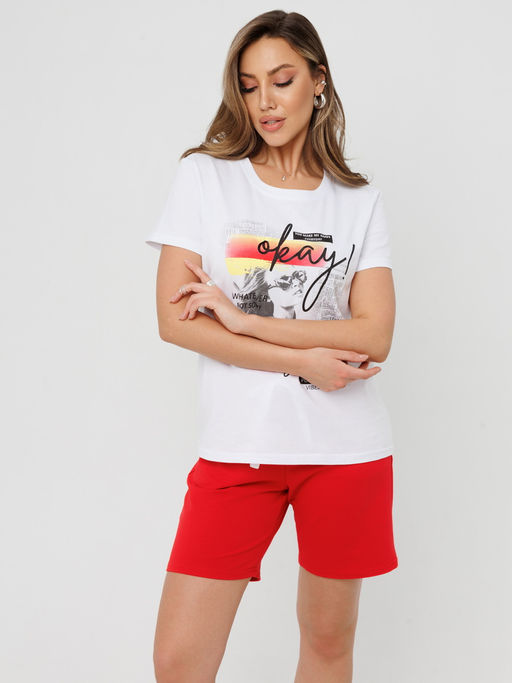 Костюм женский К-226 (кулирка/футер с лайкрой) Голубая