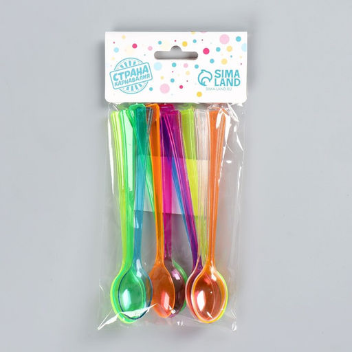 Цена за 2 шт. Пластиковые ложки, набор 12 шт., цвета МИКС