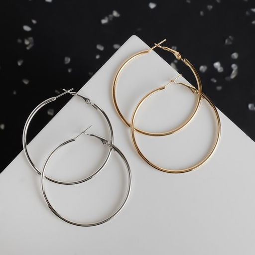 Серьги-кольца Классика d=5 см, цвет МИКС - Queen fair фото 2