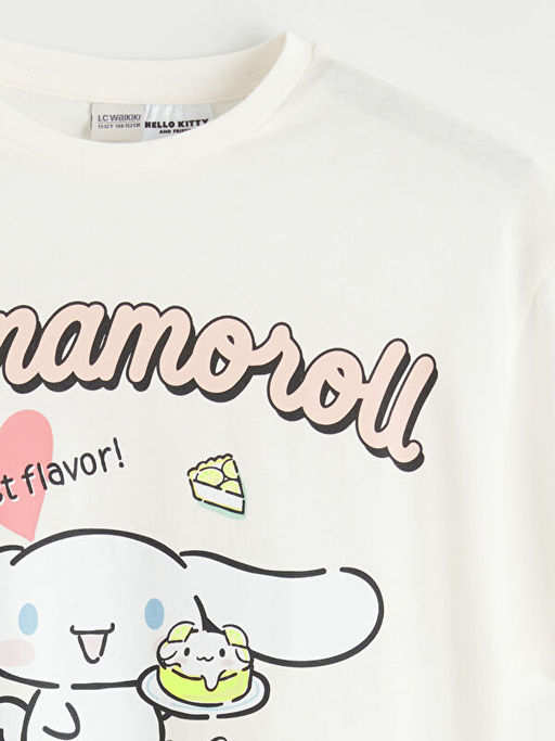 Bisiklet Yaka Cinnamoroll Bask?l? K?z ?ocuk Ti??rt