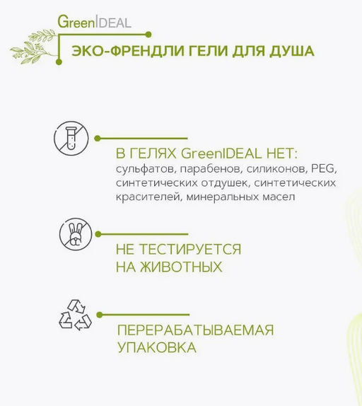 Гель для душа с кокосом и маслом жожоба (натуральный, бессульфатный) - Greenideal фото 5