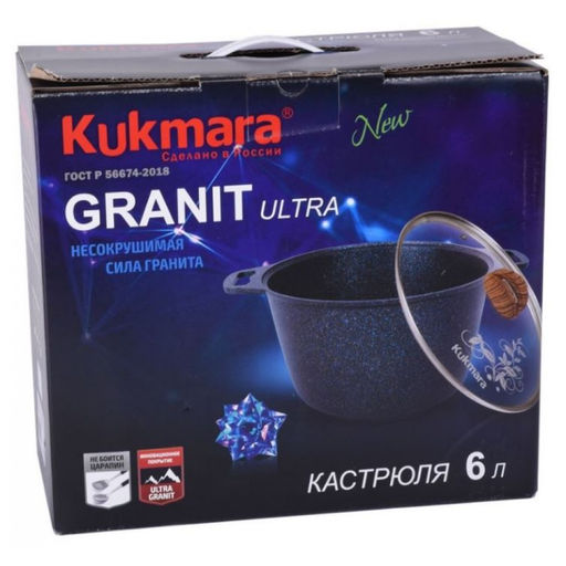 ЛА_АП_GRANIT ULTRA (red) Кастрюля 6,0л со стекл крышкой, арт кга62а
