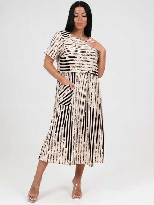 МАРИЯ ПЛАТЬЕ (Полосы на бежевом) - А-дина фото 2