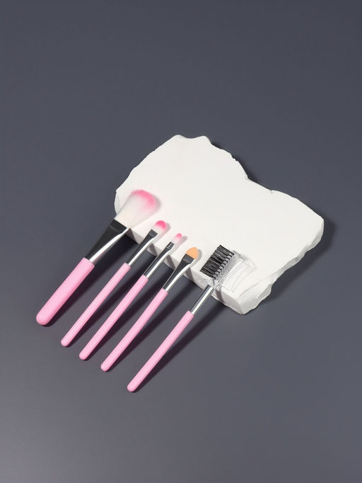 Цена за 2 шт. Набор кистей для макияжа COLOR POWER pink, 5 шт., розовый