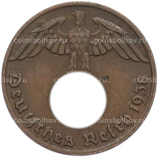 Монета 1 рейхспфенниг 1938 года E Германия
