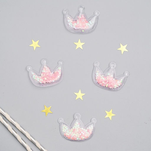 Декор для творчества «Корона» набор 4 шт., размер 1 шт.: 0.5×5×4 см, розовый