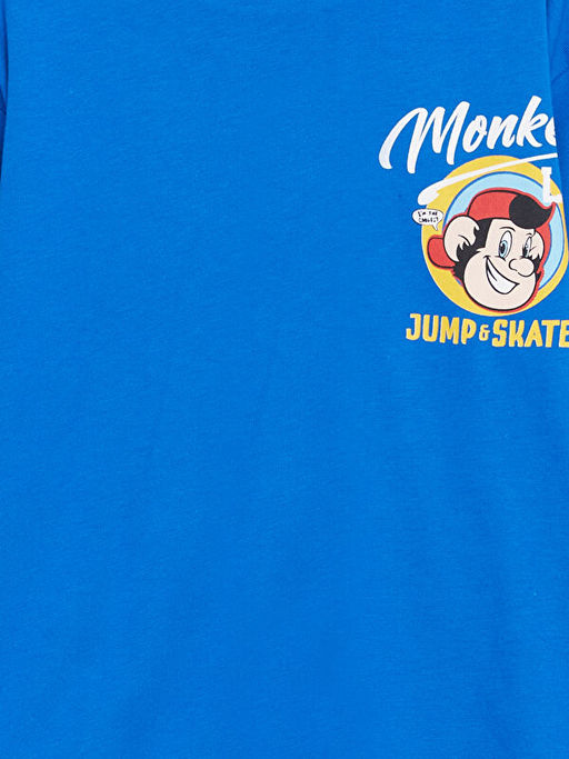 Bisiklet Yaka Uzun Kollu Nostaljik Maymun Bask?l? Erkek Bebek Ti??rt