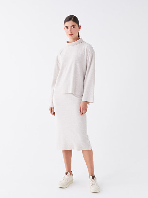 Kad?n Dar Fit D?z Triko Etek