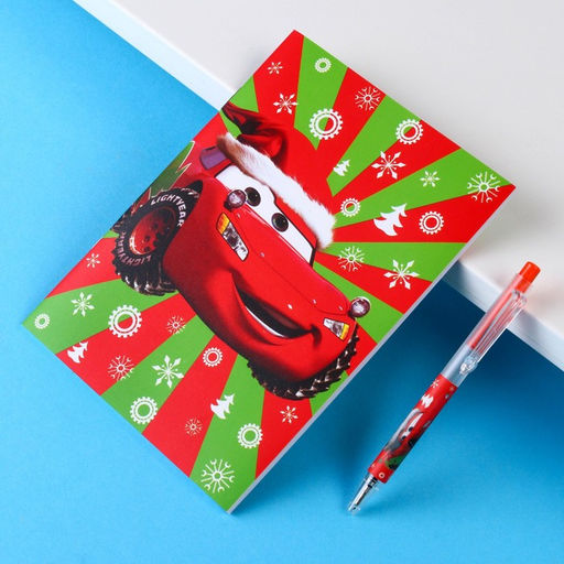 Подарочный набор канцелярии «С новым годом», блокнот А6, ручка, наклейки, «Тачки»