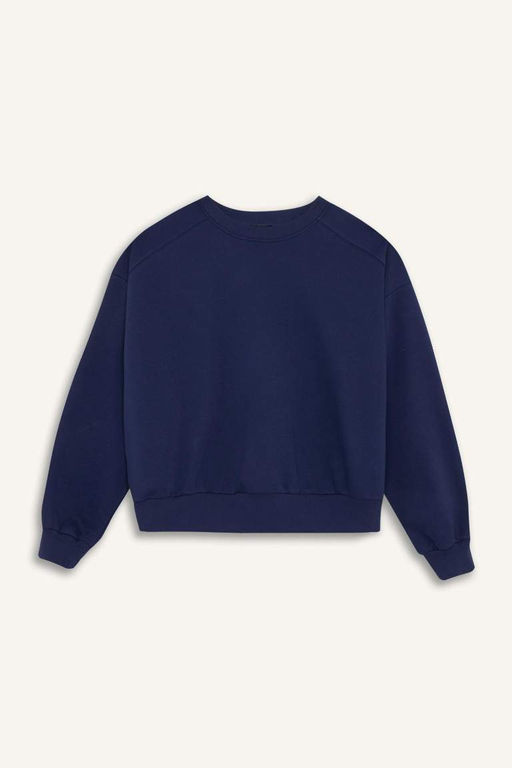 Толстовка из плотной ткани Cool Oversize с широким кроем и круглым вырезом - Defacto фото 6