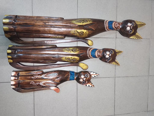 Статуэтки из дерева Набор Кошек 3 в 1 Оберег Удача в дом - Сандаловый дом фото 3