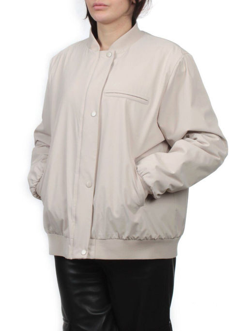 H24-608 LT. BEIGE Куртка бомбер демисезонная женская (100 гр. синтепон) - Fashion фото 5