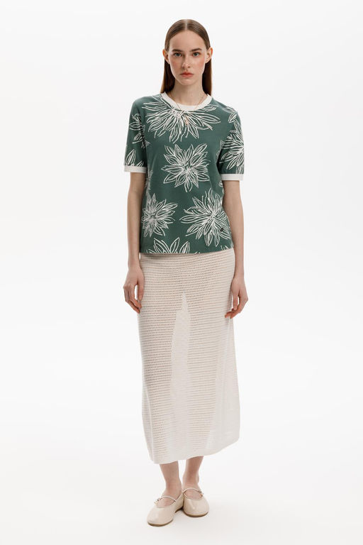 ЕВТ 3220/зеленый,крупные астры фуфайка жен