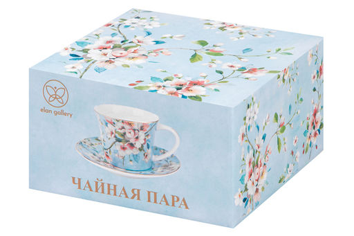 Чайн. пара 2 пр. 270 мл 12,5*9,5*7 см Яблоневый цвет на голубом NEW BONE CHINA - Elan gallery фото 21