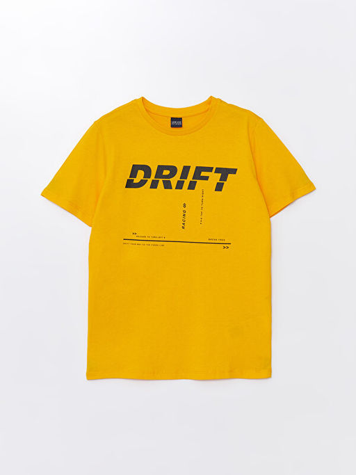 Bisiklet Yaka Bask?l? K?sa Kollu Erkek ?ocuk Ti??rt