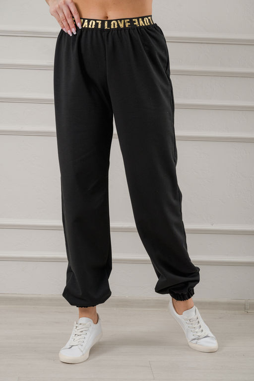 Брюки женские из футера 2-х нитка LOVE чёрные - Амадэль фото 7