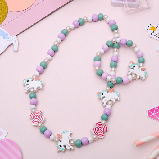 Набор детских украшений Выбражулька «Единорог», 2 предмета: бусы, браслет, разноцветный