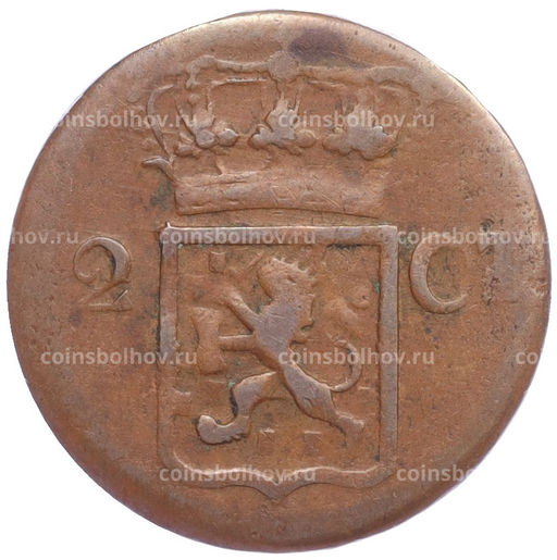 Монета 2 цента 1838 года J Нидерландская Индия