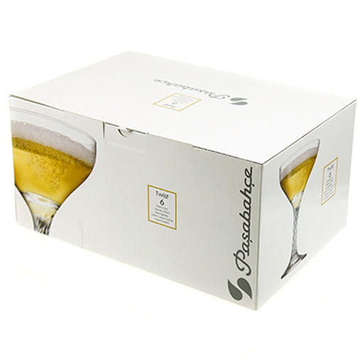 "Твист (Twist)" Бокал стеклянный 280мл, д10,5см, h16см, для шампанского, набор 6шт, цветная коробка, Pasabahce (Россия)