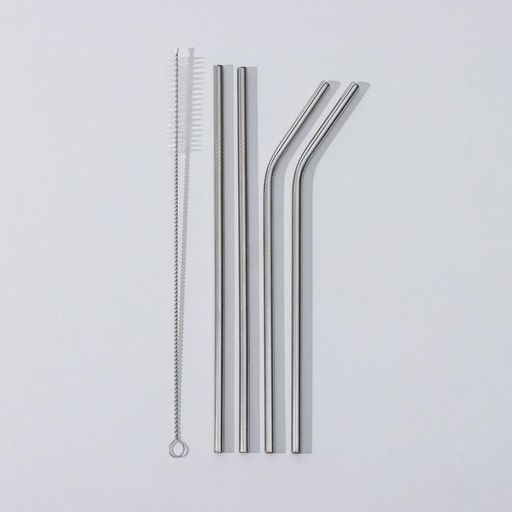 Набор металлических трубочек Ice, 4 шт, 21 см, с ёршиком - Доляна фото 3
