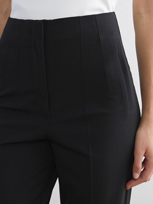 Y?ksek Bel Cigarette Kad?n Pileli Pantolon