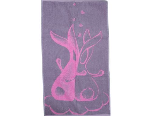 6с103.412ж1 Парочка-кролики (розовый2) Полотенце махровое 50х90см
