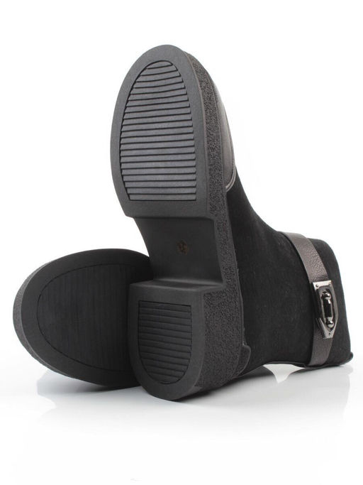 04-HSM704 BLACK Ботинки зимние женские (натуральная кожа, натуральный мех)