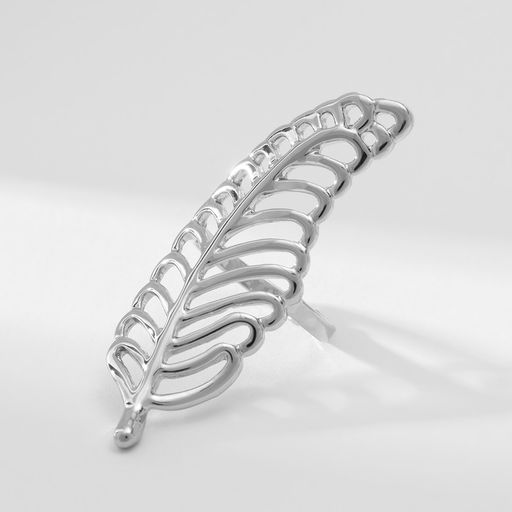 Кольцо металл Лист папоротника, цвет серебро, безразмерное