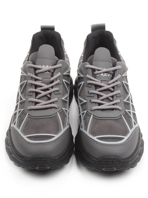 03-33081BK-7 GREY Кроссовки мужские (натуральная кожа (нубук), текстиль)