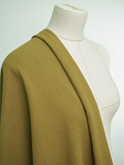 Муслин двухслойный стеганый с эф.жатости цв.Оливково-коричневый, ш.1.4м, хлопок-100%, 200гр/м.кв