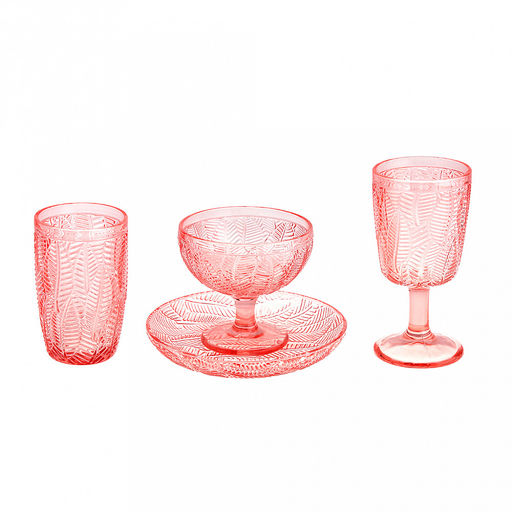 Листья Бокал стеклянный 350мл, д8см, h16,8см, рельефное, цветное стекло, цвет - розовый (Китай) - Домашняя мода фото 2