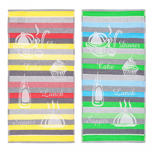 Полотенце кухонное 30х70см, пестротканое, плотность 200гр/м2, хлопок 100%, "Мой день", цвета микс (Россия)