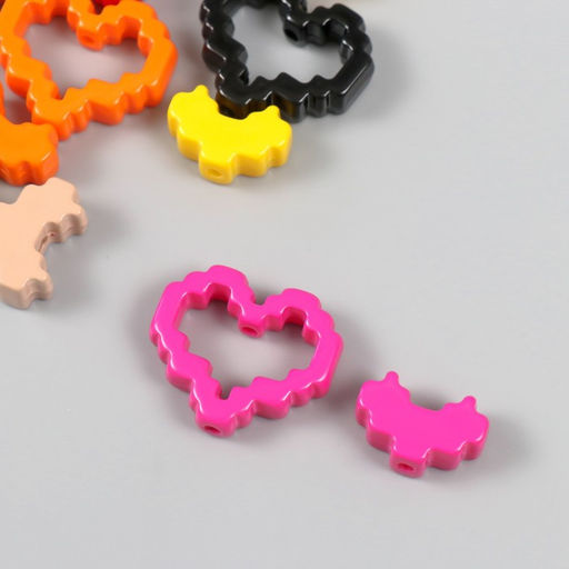 Цена за 6 шт. Бусина для творчества пластик «Сердце-конструктор», 2.9×2.5×0.9 см, МИКС